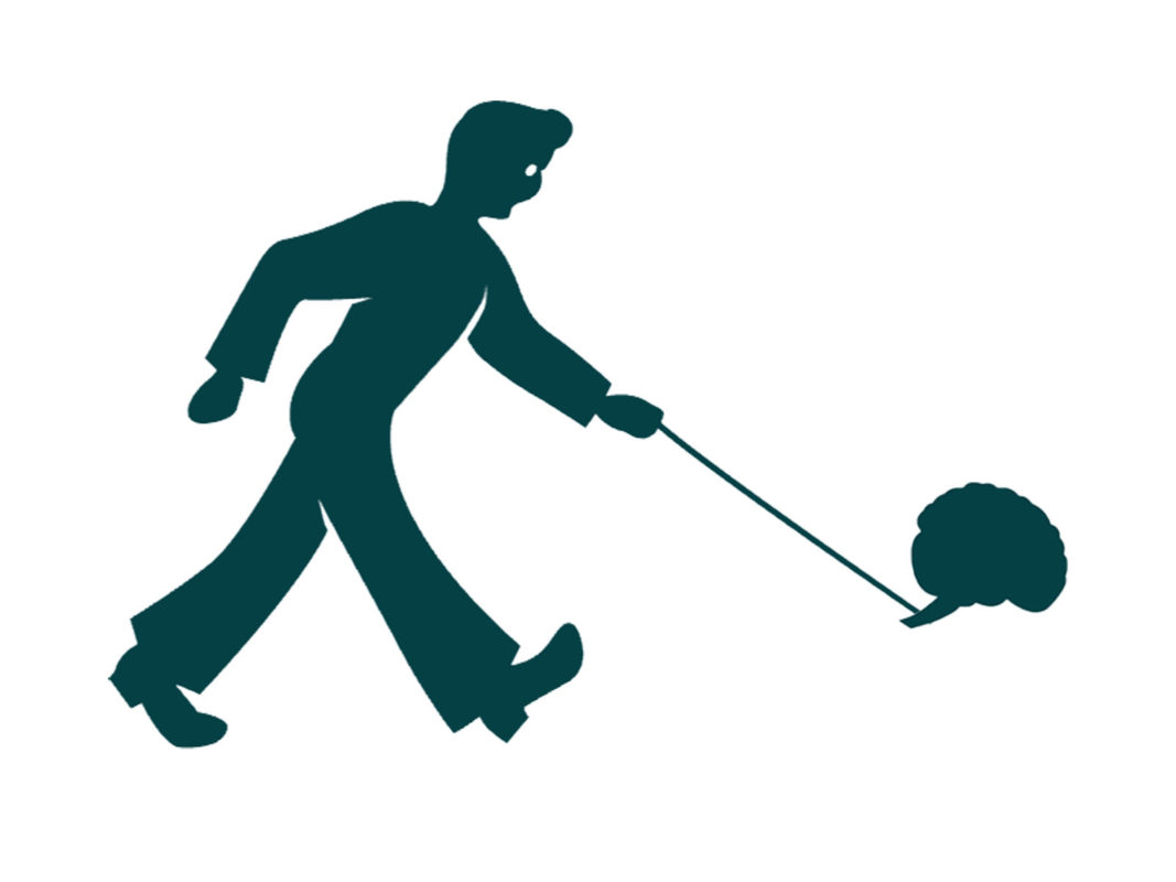 man taking his brain for a walk